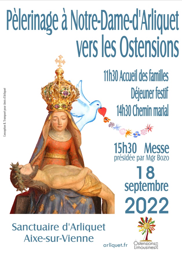  vers les Ostensions 2023, pèlerinage à Notre-Dame-d'Arliquet, Aixe-sur-Vienne, 18 septembre 2022, messe à 15h30 présidée par Mgr Bozo