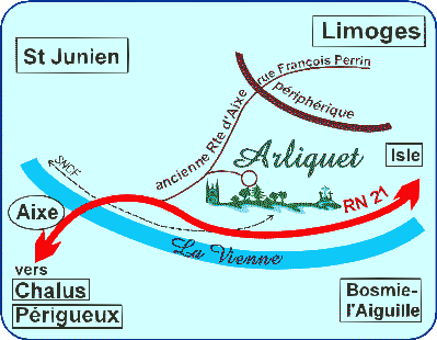 plan d'accès d'Arliquet, Aixe-sur-Vienne