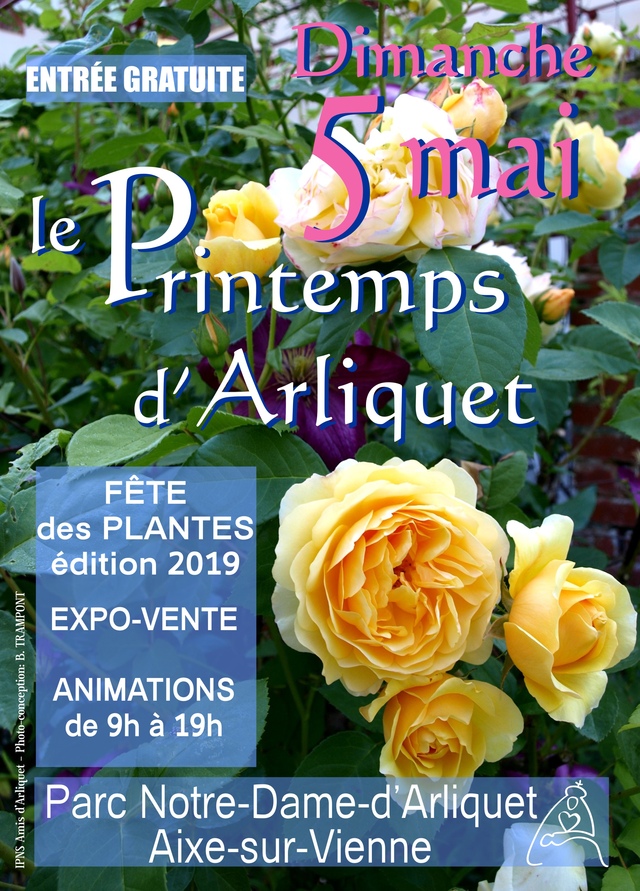 affiche,  mai 2019 grande fête des plantes: Le Printemps d'Arliquet, expo-vente horticole de 9 à 19h